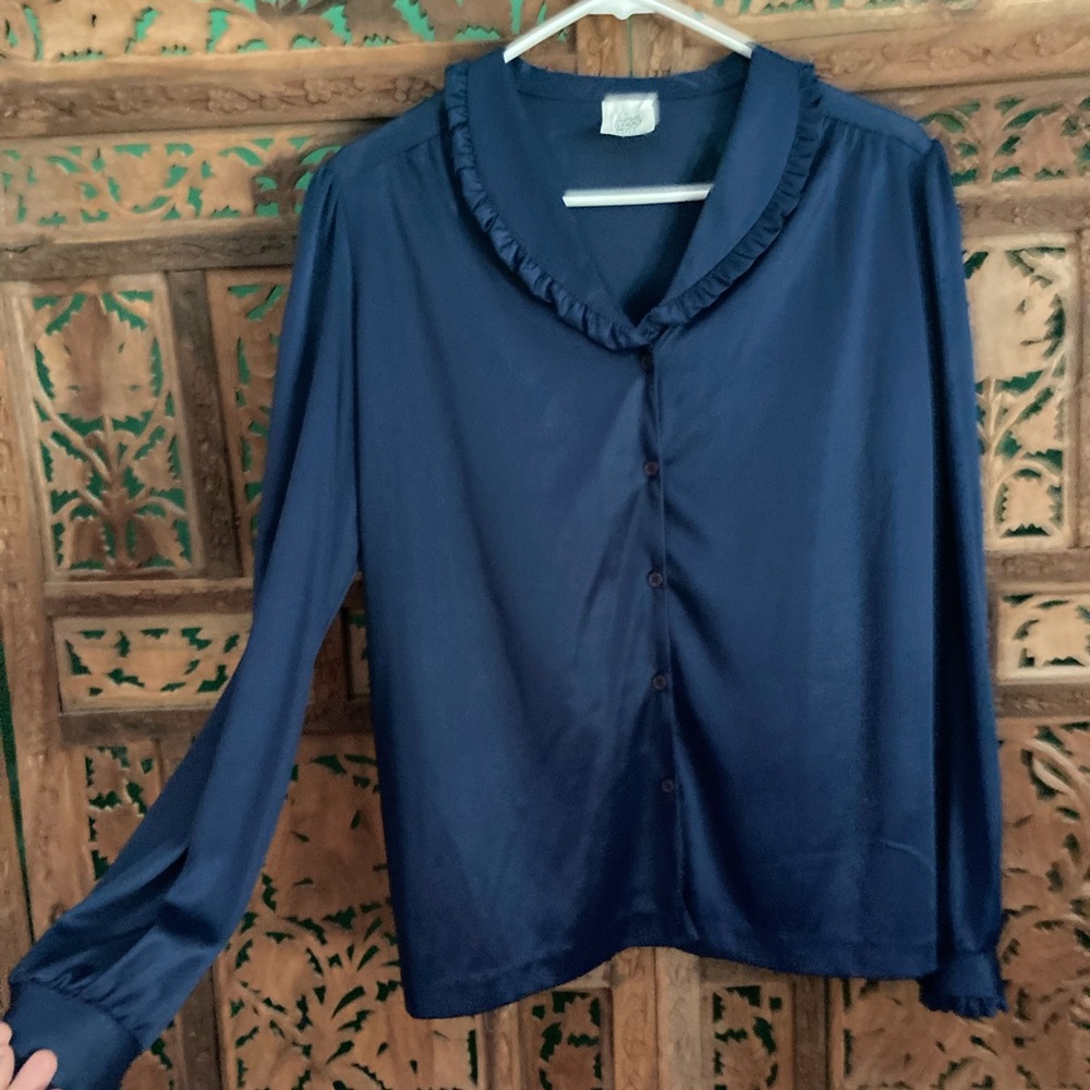 Vintage secretary blouse frilly collar